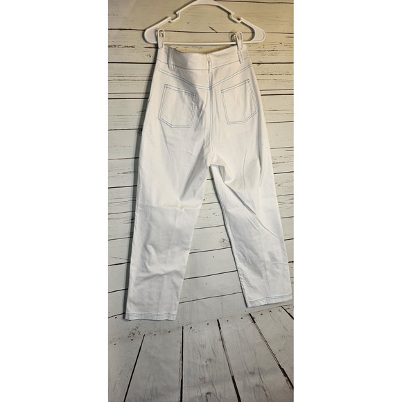 Meet Marie White 2 Piece Set Crop Tie Top Wide Leg Pants Blue Stitch SZ 3 - Picture 3 of 12